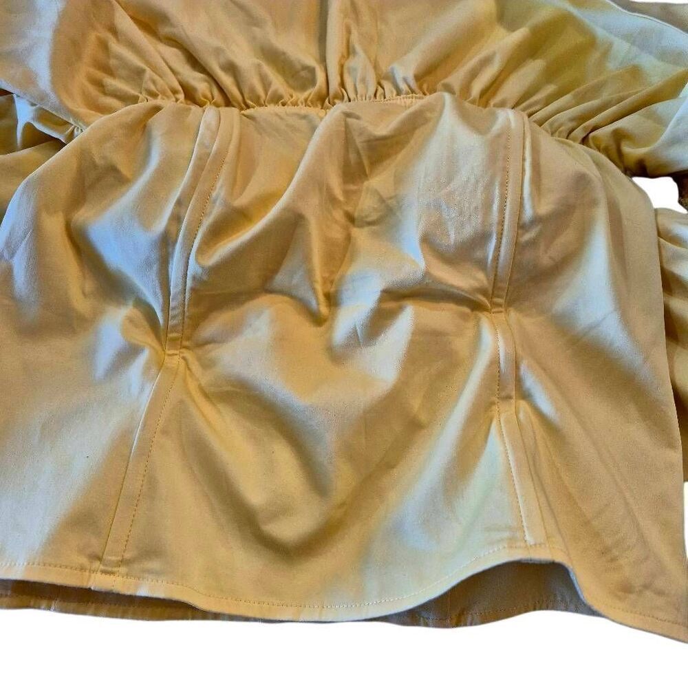 Love, Bonito Women's Yellow Cotton/Spandex Ruffled Neckline & Sleeve Corset Top — image 5 of 8
